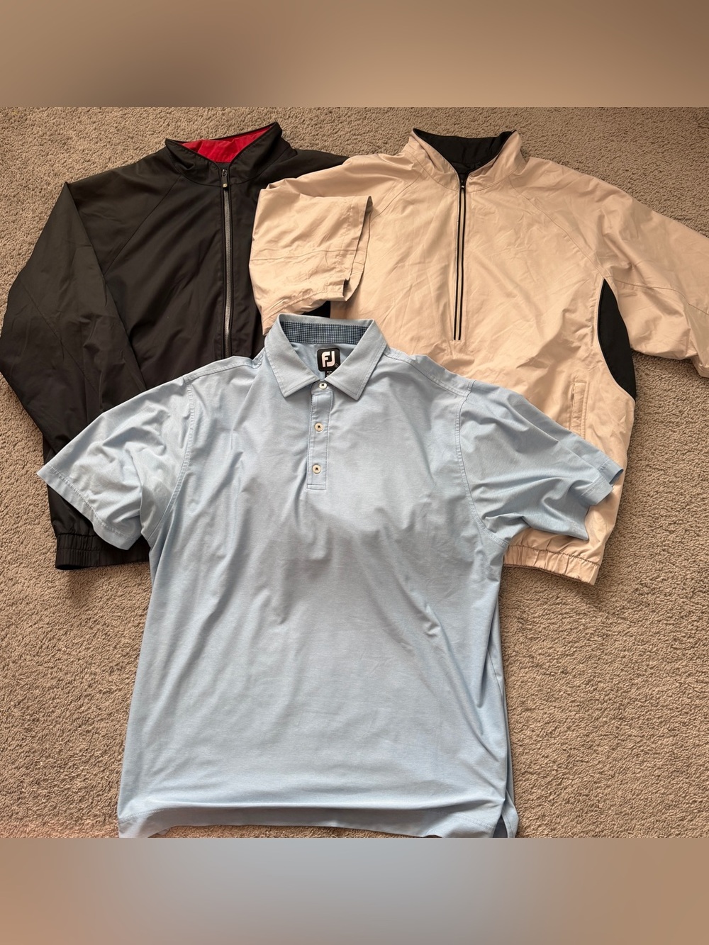 Lot of 3 FootJoy FJ Golf Clothing Mens Large DryJoys Rain Jacket Windshirt Polo⁠